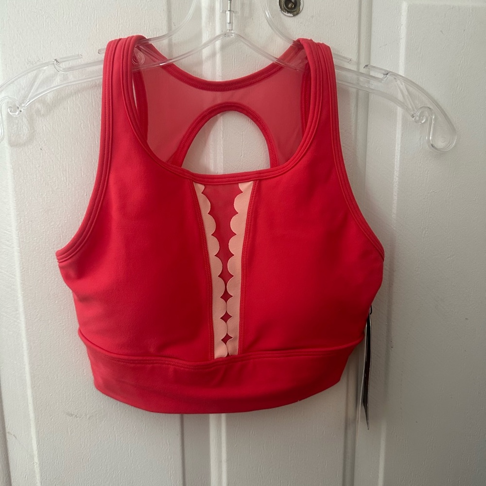 CALIA SCALLOP SPORTS BRA: MEDIUM SUPPORT: PARADISE PINK: NWT: SZ XS